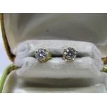 18ct YELLOW GOLD DIAMOND STUD EARRINGS, well matched diamond studs of good colour and clarity,