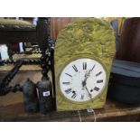 CONTINENTAL WALL CLOCK, 19th Century continental wall clock with white enamel dial in gilded