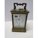 REPEATING CARRIAGE CLOCK, brass column cased carriage clock by Matthew Norman with coiled bar