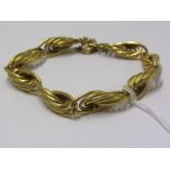 18ct YELLOW GOLD MULTI-LINK BRACELET with altering and safety chain, 18.1 grams in weight