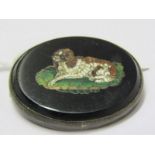 MICRO MOSAIC GOLD BROOCH, possibly of King Charles Spaniel