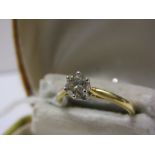 18ct YELLOW GOLD SOLITAIRE, brilliant cut diamond in 6 claw setting, diamond approx 0.4ct, size J/K