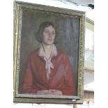 STEPH COOPER, signed oil on canvas, dated 1929, "Portrait of Young Lady in Red Jacket", 29.5" x 23"