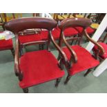 VICTORIAN DINING CHAIRS, pair of mahogany bar back open carver chairs, together with 5 hoop back