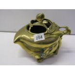 ORIENTAL METALWARE, an attractive Chinese brass pot pourri bowl created as peach within bamboo