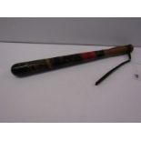 POLICE, 19th Century painted police truncheon, stamped "Field 22 Tavistock Street WC", 17" length