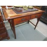 EDWARDIAN MAHOGANY SIDE TABLE, Edwardian side table fitted 2 drawers on square form taper legs,