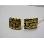 HEAVY 18ct YELOW GOLD CUFF LINKS, approx 20 grams, unusual woven pattern