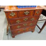 MERRYWEATHER CHEST, reproduction mahogany chest in Georgian style with cross banded top, fitted 3