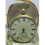 18ct YELLOW GOLD OPEN FACED POCKET WATCH, front opening 18ct gold inner and outer case, 93 grams