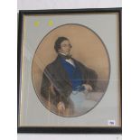 T W HARLAND, pastel portrait "Seated Gentleman" in oval mount, 16.5" x 14"