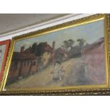 LATE 19th CENTURY ENGLISH SCHOOL, indistinctly signed oil on canvas, "Mother and Child in a