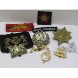 CAP & LAPEL BADGES, Manchester Regiment Coldstream Guards and other assorted badges