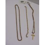 HM GOLD CHAIN, weight 6.3 grams, together with unmarked yellow metal chain & fine figero rolled gold