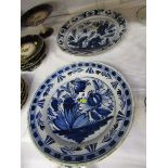 EARLY DELFT, Liverpool Delft floral design 13.75" circular charger, together with 18th Century Dutch