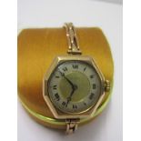 9ct ROSE GOLD LADIES ROLEX WRIST WATCH, on expanding 9ct gold bracelet, appears in good working