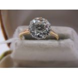 18ct YELLOW GOLD DIAMOND SOLITAIRE RING, outstanding old cut diamond in 12 claw setting, stone