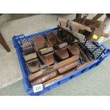 WOODWORKING EQUIPMENT; A small selection of plough and moulding planes, also a spoke shave