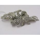 DIAMOND SPRAY CONVERTER BROOCH, large impressive heavily diamond set 2 piece converter brooch, in