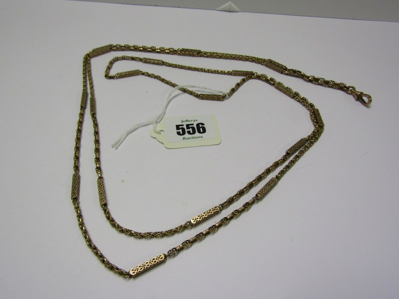 LONG GUARD CHAIN, fancy link approx 34 grams in weight