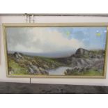 REG SHERRIN, signed gouache "Misty Moorland Pool", 14.5" x 29"