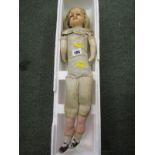 DOLL, Victorian wax headed jointed doll, (requires restoration)