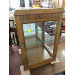 DISPLAY CASE, walnut square base table top display case, 20.5" x 13.5"