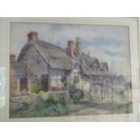 J. KNIGHT, signed watercolour "Thatched Cottage" 10.5" x 14"