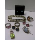 SILVER JEWELLERY, mixed lot of silver and costume jewellery including silver bracelet, rings,