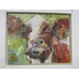 JOHN BLIGHT, signed oil on canvas, dated 2007 "Head of Heifer Cow", 8" x 10"