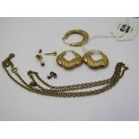 GOLD EARRINGS & YELLOW METAL CHAIN & EARRINGS, total weighable gold 3.9 grams