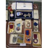 MASONIC JEWELS; 10 assorted Masonic boxed jewels with enamel decoration from various Lodges, three