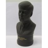 WEDGWOOD BASALT bust of John F Kennedy, 8.5" height