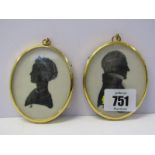 SILHOUETTES, pair of oval silhouettes portraits of lady and gentleman by James Lee-Smith