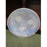 FRENCH OPALESCENT GLASS, 13.75" circular shallow bowl, with moulded chrysanthemum decoration