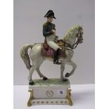 NAPOLEON, CACCIAPUOTI, Italian porcelain plinth based equestrian figure of Napoleon, inscribed