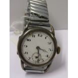 VINTAGE SILVER CASED GENTLEMAN'S WRIST WATCH on expanding metal bracelet, working intermittently