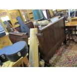 CONTINENTAL BEDSTEADS, pair of fruitwood panelled end bedsteads
