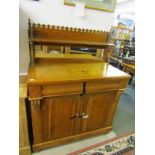 EDWARDIAN CHIFFONIER, mirror back twin cupboard base pine chiffonier, 41" width