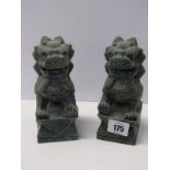 EASTERN CARVINGS, pair of carved hardstone temple dogs, 6" height