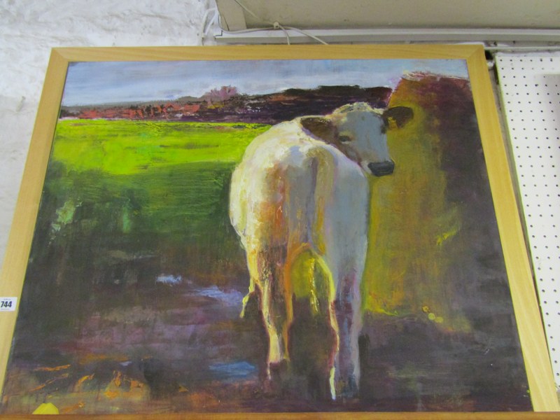 CHRISTINE GAGNON, signed oil on board, "Study of Cow", 26" x 29"