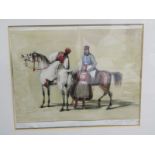 A .BEAUMONT, signed water colour study, "Mediterranean Equestrian Group", 5" x 6.5"