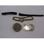 SILVER BROOCHES, 2 vintage silver brooches, 1 with decorated with horse shoes and anchor, also a