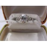 PLATINUM DIAMOND SOLITAIRE VINTAGE OLD CUT DIAMOND SOLITAIRE of good colour and clairty, set in 8