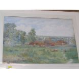SUSAN H BRADLEY, signed watercolour, "Overlooking the Farmstead", 14.5" x 21"