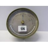 BAROMETER, brass cased hanging wall barometer, 5" diameter