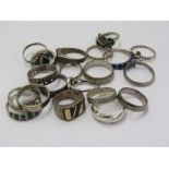 20 MIXED SILVER RINGS, including some stone set, mixed sizes