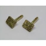 GOLD CUFFLINKS; A pair of retro 9ct gold cufflinks, 10.9 grms