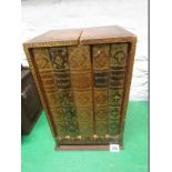 ANTIQUE NEEDLEWORK BOX, a novel table top needlework box created as a display of 6 tooled leather