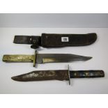 EDGED WEAPONS, antler handled bowie-style hunting knife and 1 other